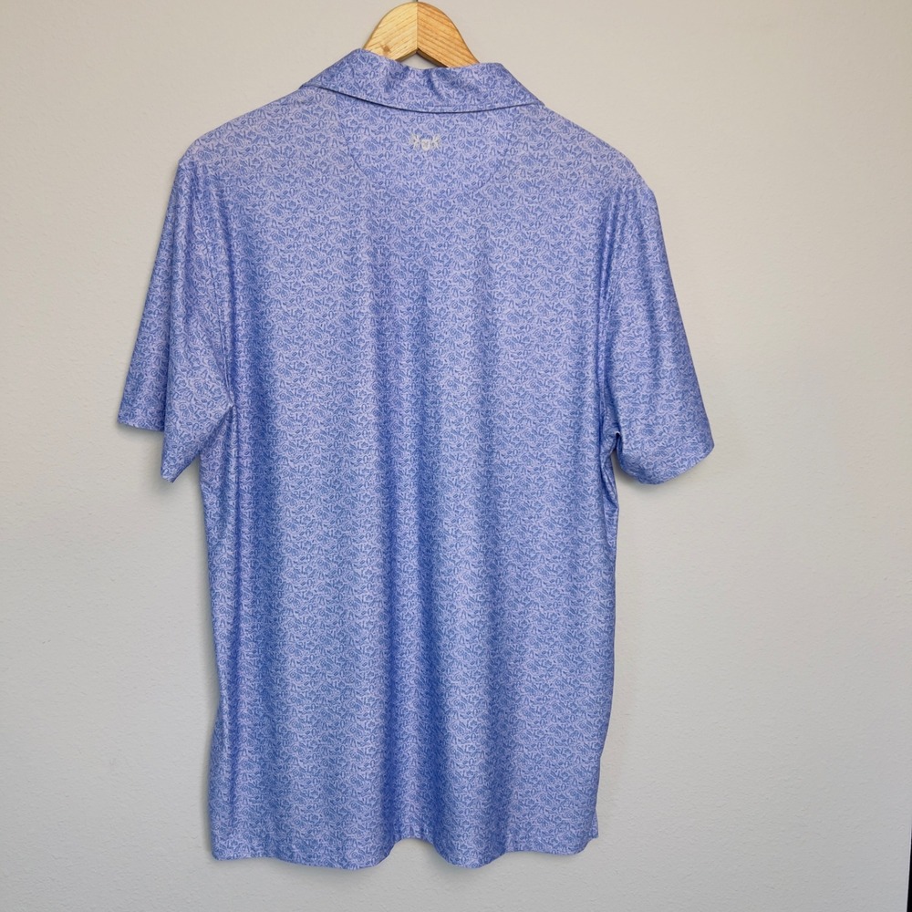 Hickey Freeman Golf Mens Medium Purple Novelty Travel Print Performance Polo - Picture 2 of 10